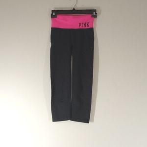 PINK VICTORIA SECRET Women Preowned Leggings Pants BLACK EXTRA SMALL  XS Yoga